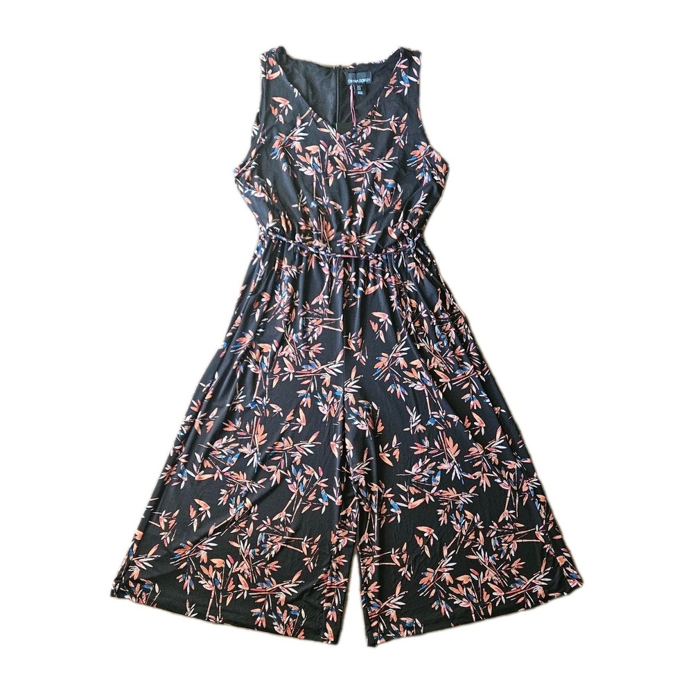 Cynthia Rowley NWT Jumper Womens XL Black Floral Sleeveless Midi Jumpsuit
